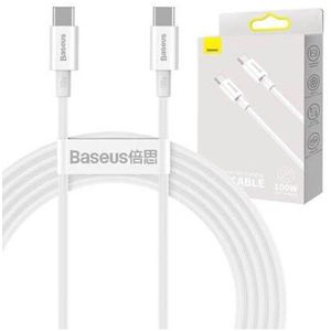 Baseus USB-C Snellader 100W - USB-C to USB-C 100W - USB-C Kabel - TYPE-C Kabel - Snellader USB-C - 2 Meter - Wit