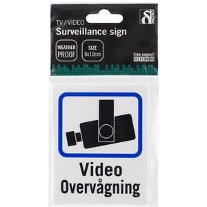 Deltaco Danish TV/Video surveillance sign in plastic 8x10cm (2-pack)