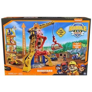 Rubble & Crew - Blafwerf Hijskraan-speelset met Rubble-figuurtje en 340 g Kinetic Build-It speelzand - PAW Patrol speelgoed