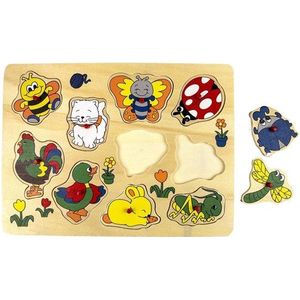 Playwood Wooden Stud Puzzle Animals around the House 10 pcs Hout