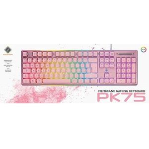 Deltaco PK75 RGB keyboard 105 keys Nordic layout membrane - Gaming toetsenbord - Roze