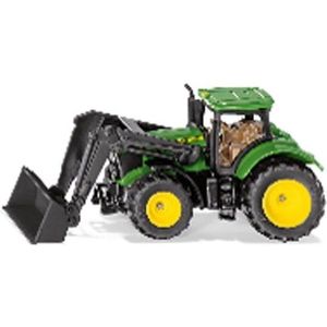 Siku John Deere Tractor met voorlader groen metaal/kunststof rubberen banden beweegbare voorlader
