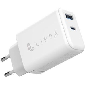 Lippa 65W USB-C PD & USB-A QC GaN Wall Charger - White