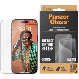 PanzerGlass Screen Protector Apple iPhone 15 Pro Max | Ultra-Wide Fit