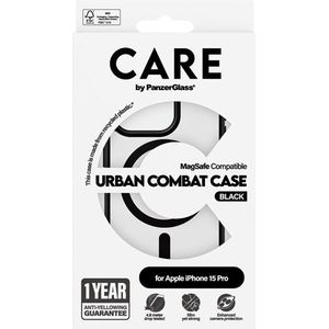 CARE by PanzerGlass Flagship Case Transparent Urban Combat w. Black MagSafe iPhone 15 Pro