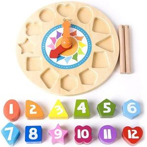 Classic World Wooden Leather Clock with Shapes Tic-Tac 15dlg