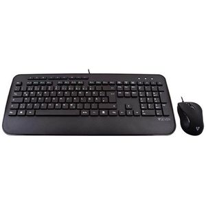 V7 CKU300DE - keyboard and mouse set - German - black - Keyboard and mouse set - Duits - Zwart
