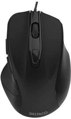 Deltaco MS-801 Ergonomische Muis - Bedraad - Optisch - 3200 DPI - Zwart