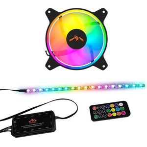 DUTZO RGB-kit 1 - 1x fan + 1x LED strip + remote & Controller - 120mm - Zwart met RGB-licht - 24 dBA
