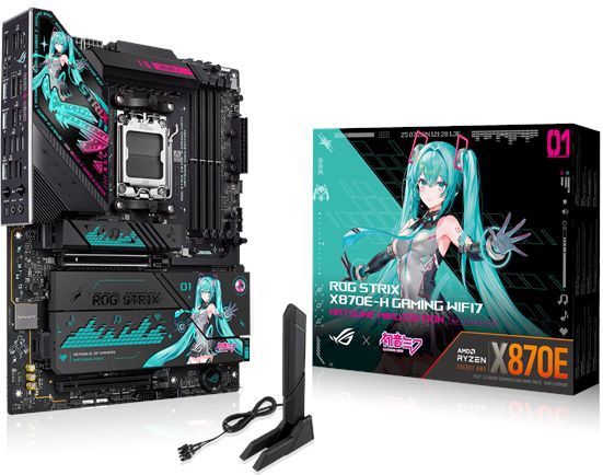 ASUS ROG STRIX X870E-H GAMING MIKU WIFI7 Moederbord - AMD X870E - AMD AM5 socket - DDR5 RAM - ATX