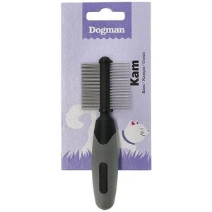 Dogman Dubbelzijdige Kam met Rubber Handgreep 12cm