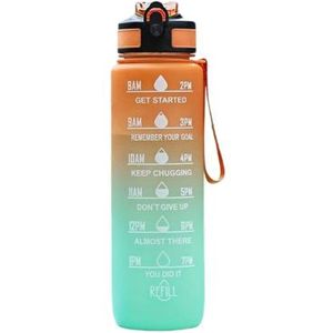 Oranje & groene drinkfles - 1L