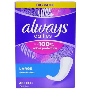 Always - Dailies - Inlegkruisjes - Lang - 46 stuks - Ongeparfumeerd