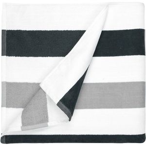 The One Towelling Strandlaken Stripe - Badlaken - Handdoek - 90x190 cm - 100% zacht katoen - Antraciet/Lichtgrijs