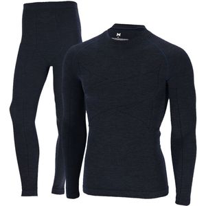 Xtreme Thermoset Heren Merino Wol - Thermoshirt + Thermolegging - Navy Melange