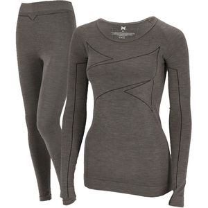 Xtreme Thermoset Dames Merino Wol - Thermoshirt + Thermolegging - Grey Melange