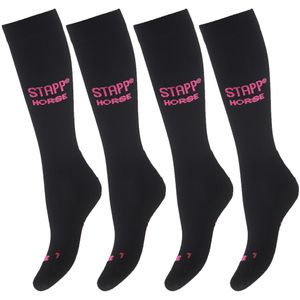 STAPP Horse Paardrijsokken Deocell 4-pack Zwart / Roze