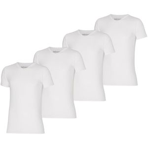 Apollo T-shirt Heren Bamboo Basic V-neck Wit 4-pack