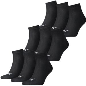 Puma Quarter Sokken Plain Zwart 9-pack