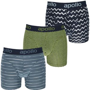 Apollo Boxershorts Heren Blue / Green Print 3-pack