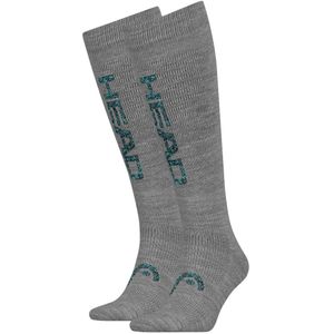 HEAD Skisokken Unisex Logo Kneehigh 2-pack Middle Grey Melange/Blue