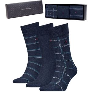 Tommy Hilfiger Sokken Giftbox Grid Stripe 3-pack Jeans