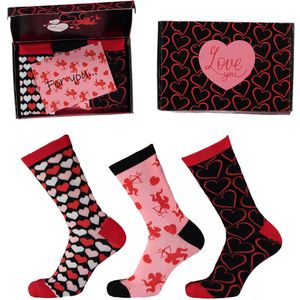 Apollo Valentijn Cadeau Sokken Giftbox Cupid Hearts Dames met