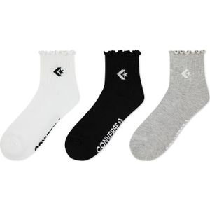 Converse 3-Pack Chevron Star Lettuce Cuff Quarter Socks voor Heren in Black/White