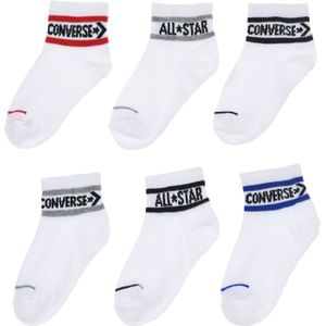 Converse 6-Pack Striped Logo Quarter Socks in White
