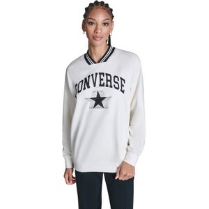 Converse Retro Wordmark Oversized Crewneck Sweatshirt voor Vrouwen in Egret