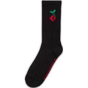Converse Star Chevron Cherry Crew Socks in Black