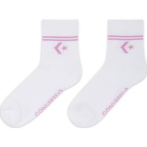 Converse 2-Pack Double Stripe Ankle Socks voor Vrouwen in Peony Pink/White