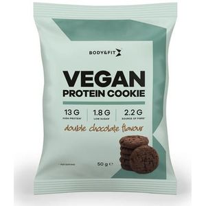 Vegan Protein Cookies | Body & Fit | Dubbele chocolade | 600 gram (12 koeken)