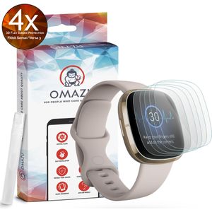 Fitbit Versa 3 / Fitbit versa 4 / Fitbit Sense / Sense 2 / OMAZU 3D Flex TPU Screenprotector (100% vingerafdruk scanner compatible) 4- Pack -Edge to Edge