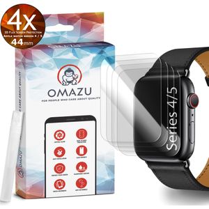 Apple Watch Series 4 / 5 / 6 / 7 / SE (44-45mm) OMAZU 3D Flex TPU Screenprotector, 4 Pack (100% Transparant en Edge to Edge protector)