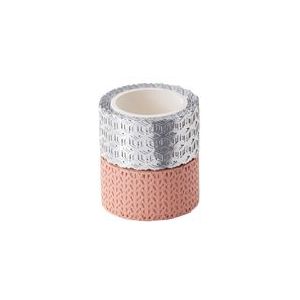 Folia 29202 washi tape | roze en zilver | 5 meter | 2 stuks