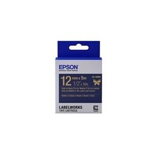 Epson LK-4HKK satijnlint tape goud op marineblauw 12mm (origineel)