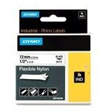 DYMO S0718100 / 18488 IND Rhino tape flexibel nylon zwart op wit 12mm (origineel)
