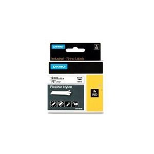 DYMO S0718100 / 18488 IND Rhino tape flexibel nylon zwart op wit 12mm (origineel)