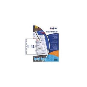 Avery IndexMaker L7410-12M bedrukbare kartonnen tabbladen | A4 | karton | wit | 12 tabs