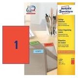 Avery Zweckform 3470 universele etiketten | rood | 210 mm x 297 mm | 100 etiketten