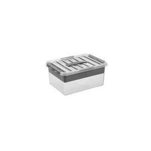 Sunware - Q-line opbergbox met inzet 15L transparant metaal - 40 x 30 x 18 cm