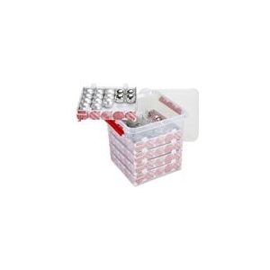 Q-line Kerstballen Opbergbox 38L - Trays voor 125 kerstballen - Transparant/rood