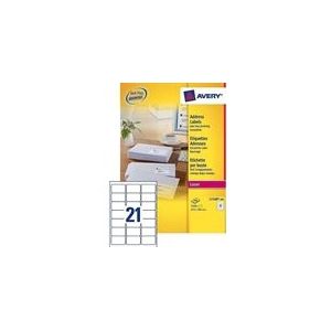 Avery Zweckform L7160-100 adresetiketten | quickpeel | 63,5 mm x 38,1 mm | 2100 etiketten