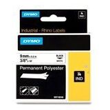 DYMO S0718240 / 18482 IND Rhino tape permanent polyester zwart op wit 9mm (origineel)
