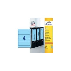 Avery Zweckform L4767-20 printbare rugetiketten | blauw | zelfklevend | breed | 61 mm x 192 mm | 80 etiketten