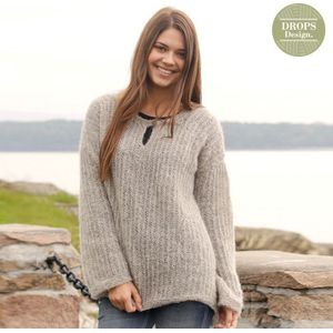 Patroon Gebreide Trui "Brume" met Drops Air of Brushed Alpaca Silk wol
