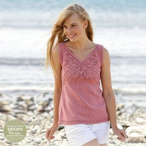 Patroon Gebreid Topje Dames "Butterfly Heart" met kantpatroon - Drops Design