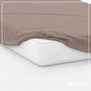 The One Bedding Hoeslaken - Eenpersoons - 100 x 220 cm - Katoen/Satijn - Taupe