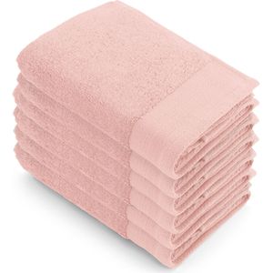 6x Walra Soft Cotton Handdoek 50 x 100 cm Roze